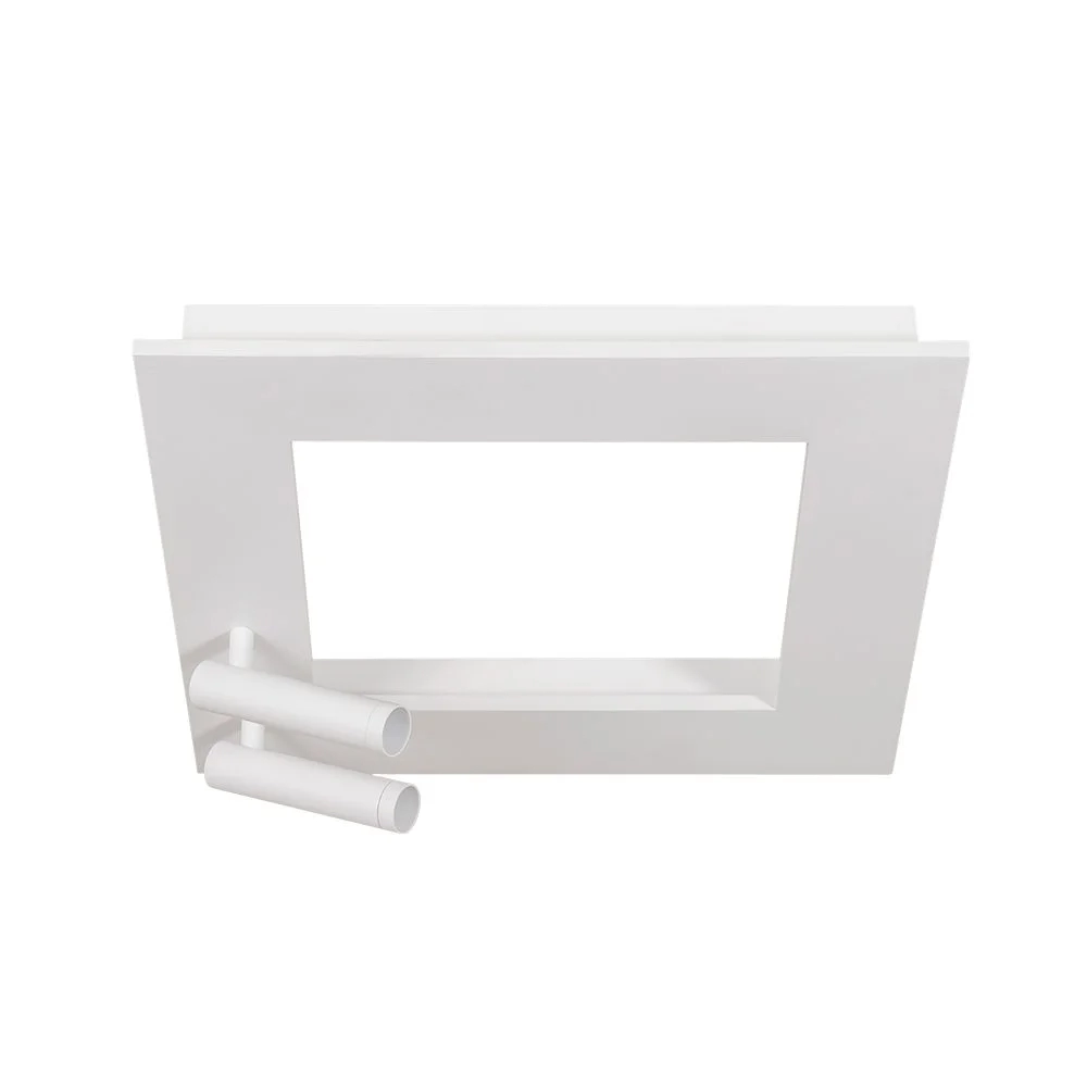 Plafon Arandela Usina Pegasus Retangular 115,2 watts 3000K com 2 Spots Beer 680x680x75mm 19475/68LED3