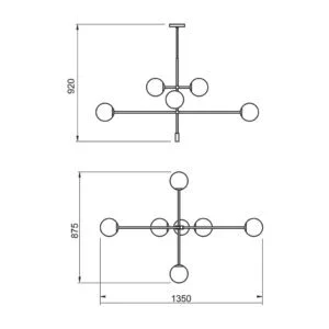 Pendente Usina Bloss Globo Ø140mm 6L E27 Ø1350X875X920mm 16449/6