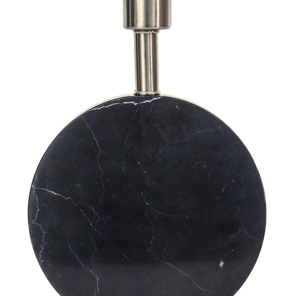 Base p/ Abajur Bella Biagio Metal Niquelado e Mármore Preto 1L E27 Ø220x370mm GL016BN (Sem Cúpula)