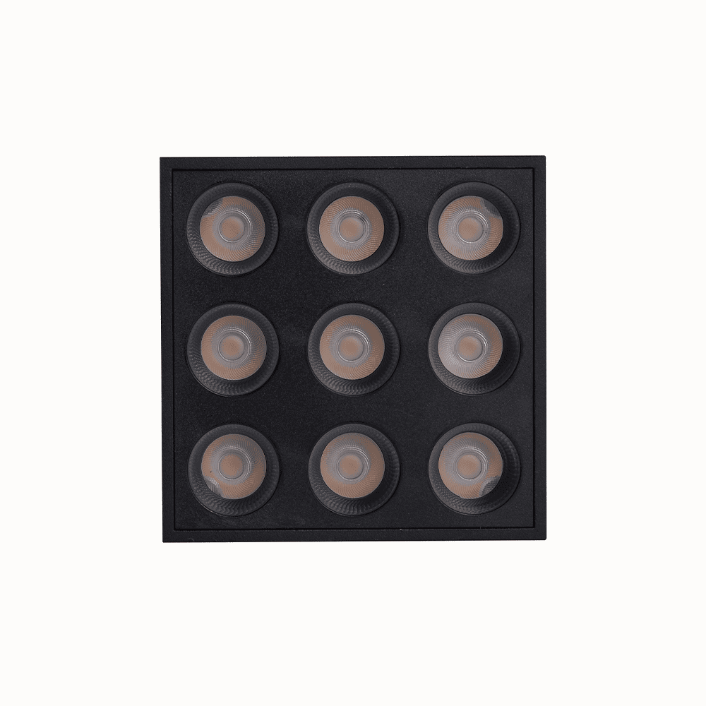  Spot Sobrepor Nordecor Downlight Powerus 9 Focos 18 watts 4000K Preto IRC90 38° Bivolt 96x96x81mm 6811