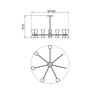 Pendente Usina Spina Luz Direta e Indireta 14L MR16 Ø740X515mm 16755/14