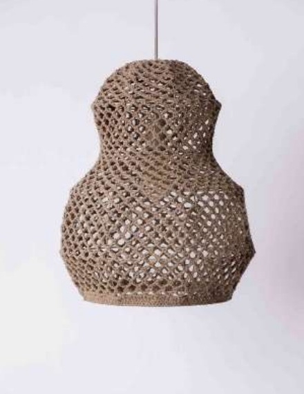 Pendente Quarto Crescente Boipeda Aramado com Trama de Crochê Artesanal Ø400x500mm LC-02