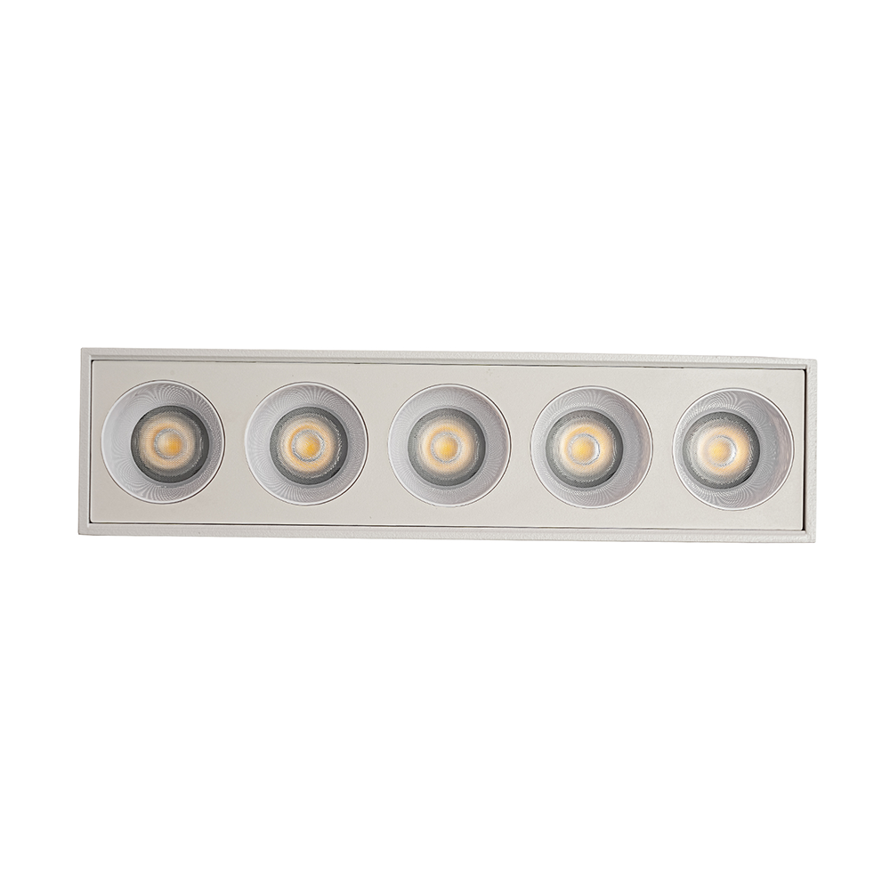 Spot Sobrepor Nordecor Downlight Powerus 5 Focos 10 watts 3000K Branco IRC90 35° Bivolt 137x35x70mm 6856