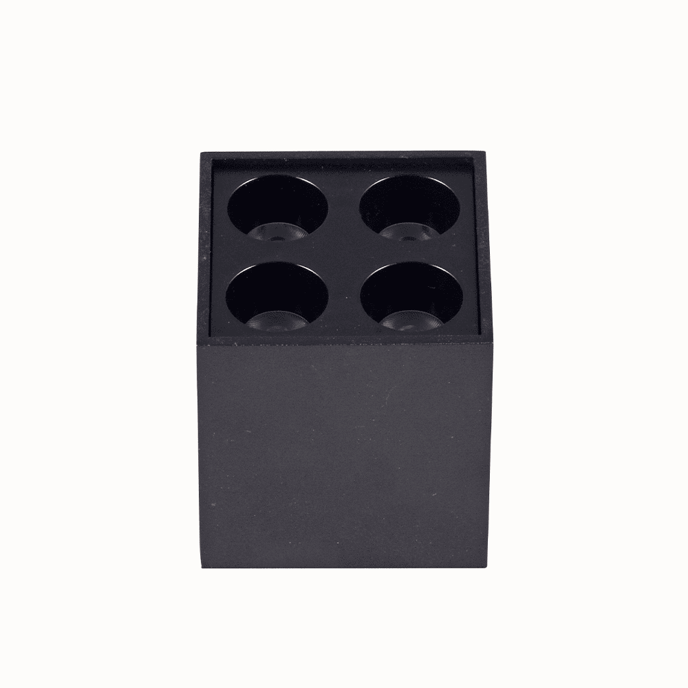  Spot Sobrepor Nordecor Downlight Powerus 4 Focos 8 watts 4000K Preto IRC90 35° Bivolt 66x66x71mm 6809