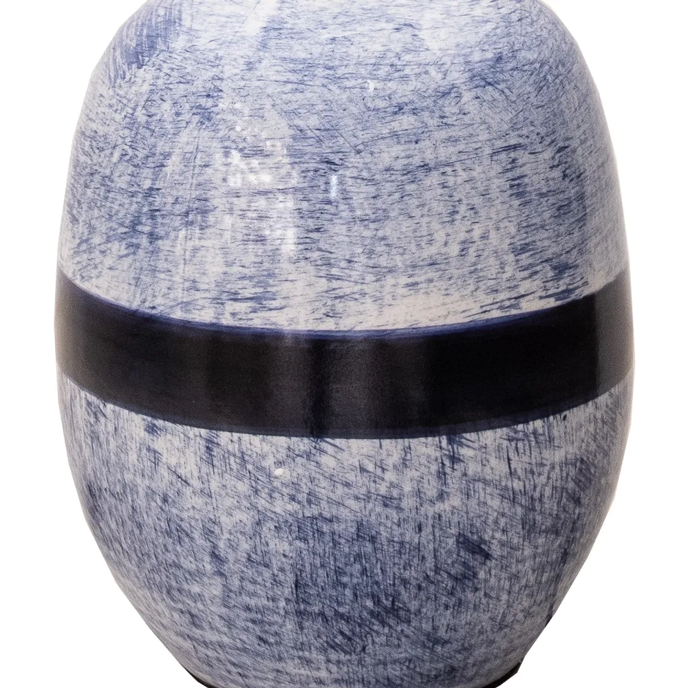 Base p/ Abajur Bella Metal Cromado e Cerâmica Azul Ø240x440mm HR001 (Sem Cúpula)