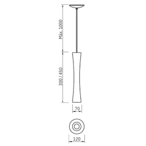 Pendente Usina Corneta 1L MR16 Ø70X450mm 16095/45
