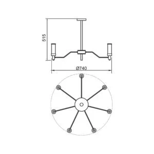 Pendente Usina Noruega 7L G9 Ø740X515mm 16749/7
