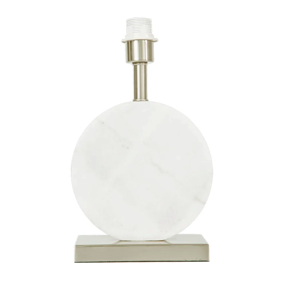 Base p/ Abajur Bella Biagio Metal Níquel e Mármore Branco 1L E27 Ø220x370mm GL016WN (Sem Cúpula)