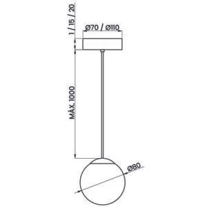 Pendente Usina Glob 1L G9 Canopla para Gesso Ø70x15mm Globo de Ø80mm 18001/82