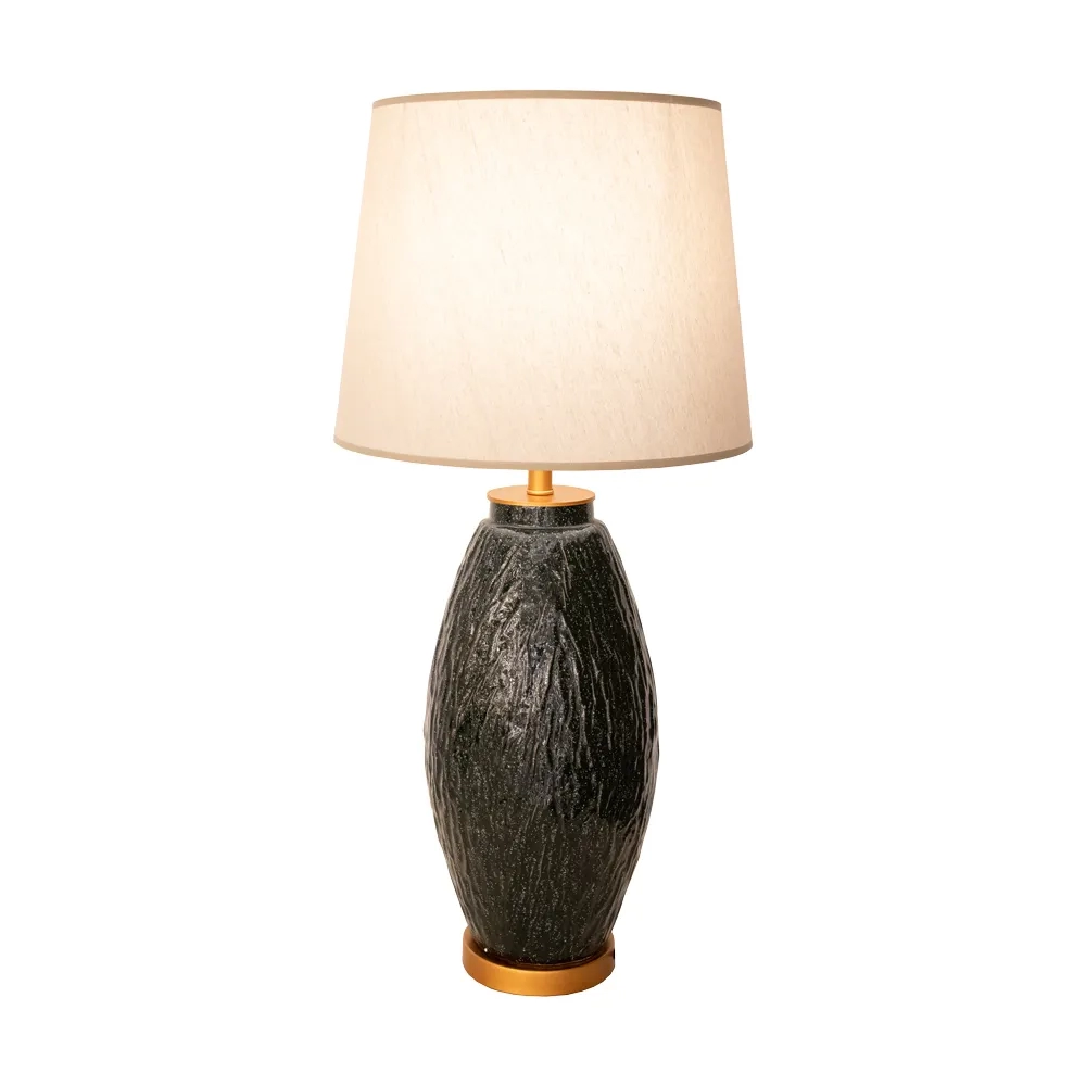Base p/ Abajur Bella Sem Cúpula Metal e Cerâmica Dourado e Azul Ø240x620mm HR003 (Sem Cúpula)