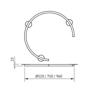 Plafon Arandela Usina Volta Meia Lua Interna (Fita de Led Não Inclusa) Ø750X23mm 16657/75