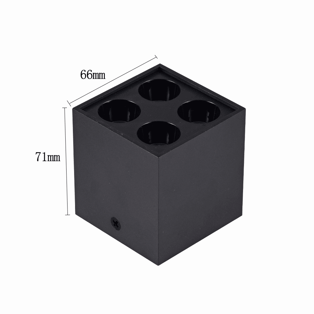  Spot Sobrepor Nordecor Downlight Powerus 4 Focos 8 watts 4000K Preto IRC90 35° Bivolt 66x66x71mm 6809