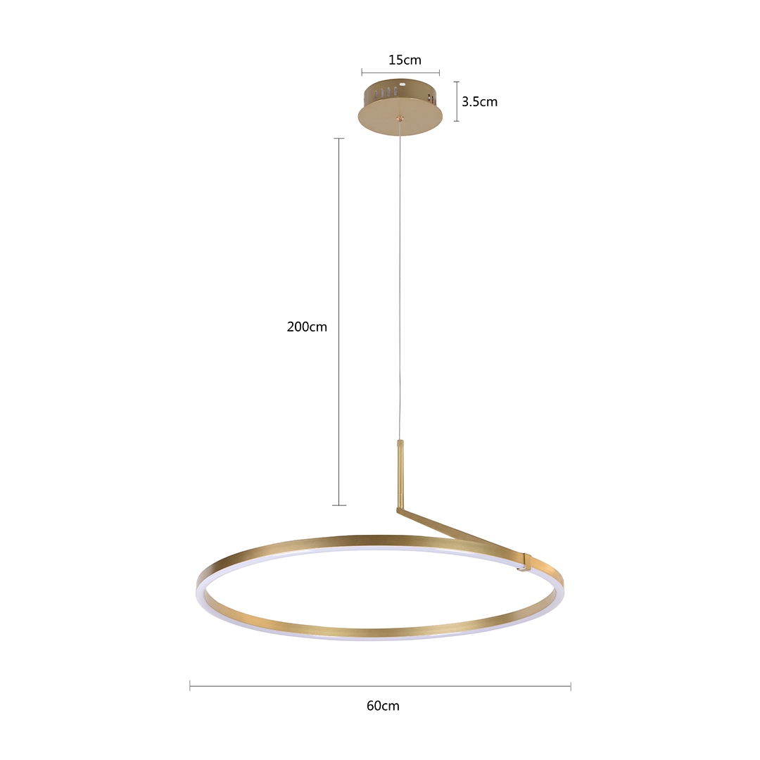 Pendente Nordecor Zier 28 Watts 3000K Dourado Fosco Ø600mm 2867