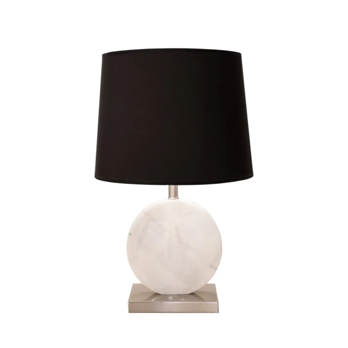 Base p/ Abajur Bella Biagio Metal Níquel e Mármore Branco 1L E27 Ø220x370mm GL016WN (Sem Cúpula)