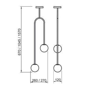 Pendente Usina Pêndulo Tubo Ø12,7mm 2L G9 260X120X430mm 16496/42