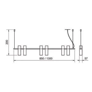 Pendente Usina Tubetto 6L MR16 Foco em Pares 57X1300X200mm 16961/6