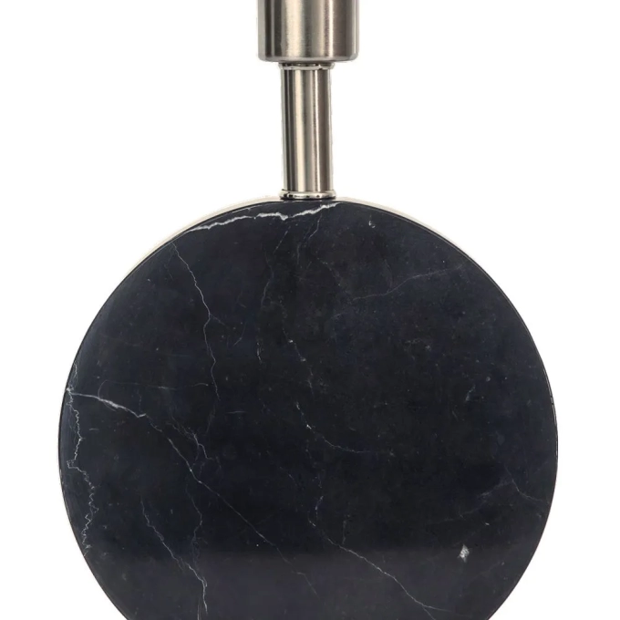 Base p/ Abajur Bella Biagio Metal Niquelado e Mármore Preto 1L E27 Ø220x370mm GL016BN (Sem Cúpula)