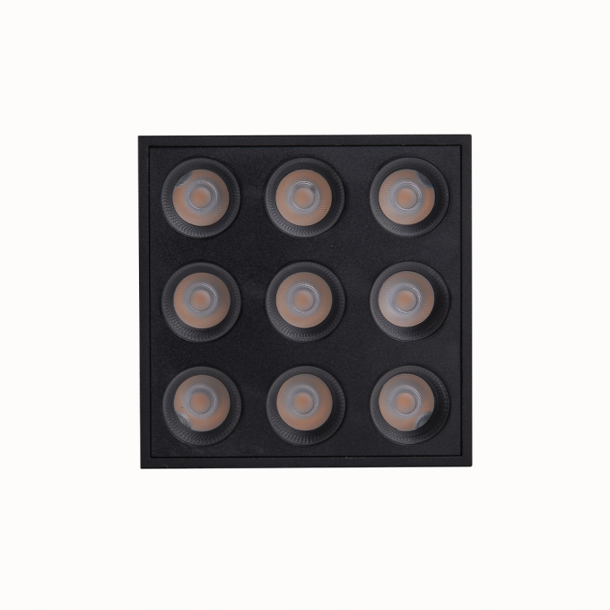  Spot Sobrepor Nordecor Downlight Powerus 9 Focos 18 watts 4000K Preto IRC90 38° Bivolt 96x96x81mm 6811