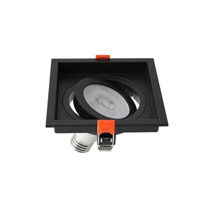 Spot Embutir Nordecor Loyo 1L PAR20 Preto 120x120x15mm 6827