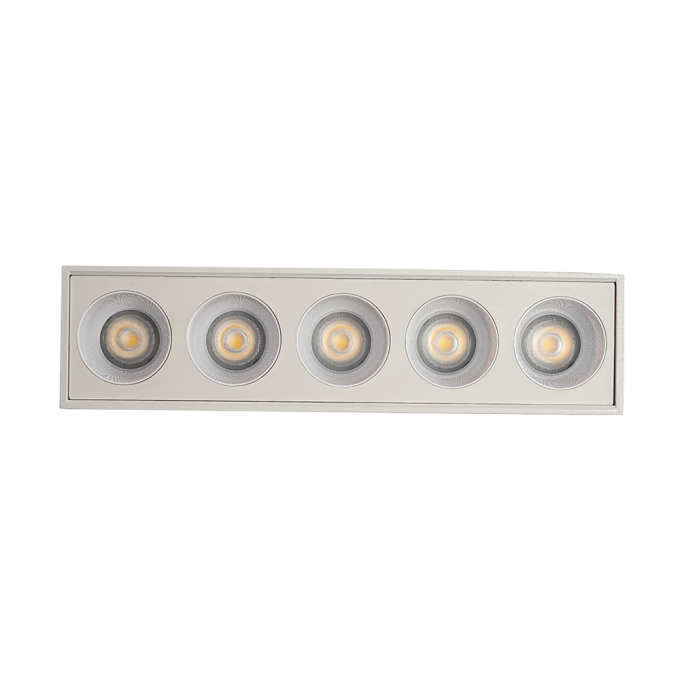  Spot Sobrepor Nordecor Downlight Powerus 5 Focos 10 watts 3000K Branco IRC90 35° Bivolt 137x35x70mm 6856
