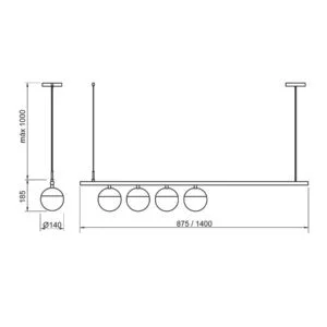 Pendente Usina Snooker 2L E27 140X875X200mm 16570/2