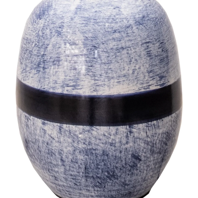 Base p/ Abajur Bella Metal Cromado e Cerâmica Azul Ø240x440mm HR001 (Sem Cúpula)