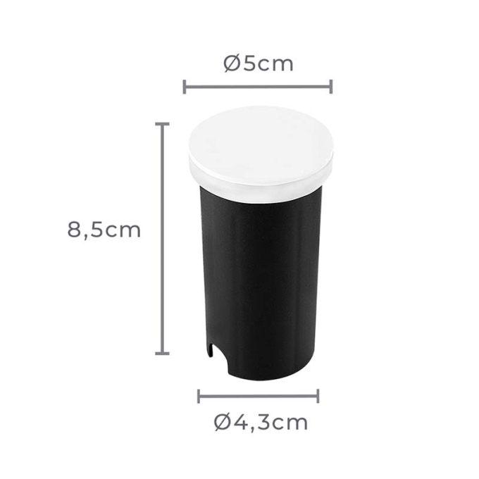 Embutido de Solo Nordecor Siva Redondo 1 watts IP67 3000K Branco Bivolt Ø50x85mm 6579