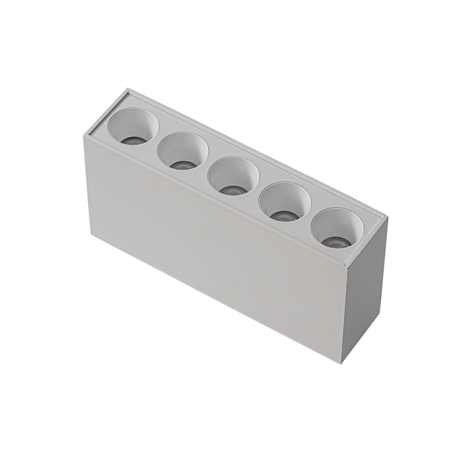  Spot Sobrepor Nordecor Downlight Powerus 5 Focos 10 watts 3000K Branco IRC90 35° Bivolt 137x35x70mm 6856