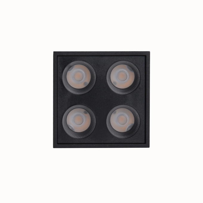  Spot Sobrepor Nordecor Downlight Powerus 4 Focos 8 watts 4000K Preto IRC90 35° Bivolt 66x66x71mm 6809