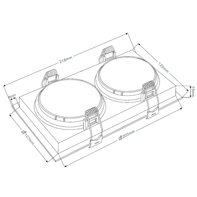 Spot Embutir Nordecor Loyo 2L PAR20 Preto 218x120x15mm 6829