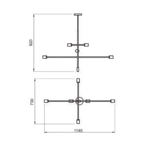 Pendente Usina Bloss 6L E27 Ø1140X730X970mm 16450/6