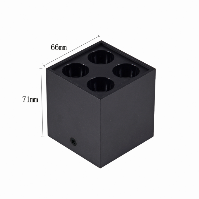  Spot Sobrepor Nordecor Downlight Powerus 4 Focos 8 watts 4000K Preto IRC90 35° Bivolt 66x66x71mm 6809
