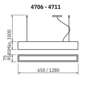 Pendente Usina Tropical Slim Chumbador 1L T8 75X650X85mm 4706/65FCH