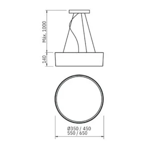 Pendente Usina Onix 4L E27 Ø450X140mm 4101/45