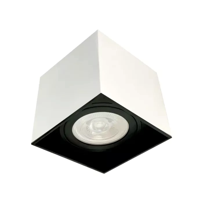 Plafon Sobrepor Moon Box PAR30 Branco com Recuo Preto 140x155x155mm 1060827 