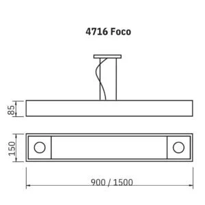 Pendente Usina Tropical Slim 4L T8 600mm + 2L Dicróica MR16 150X900X85mm 4716/90FDC