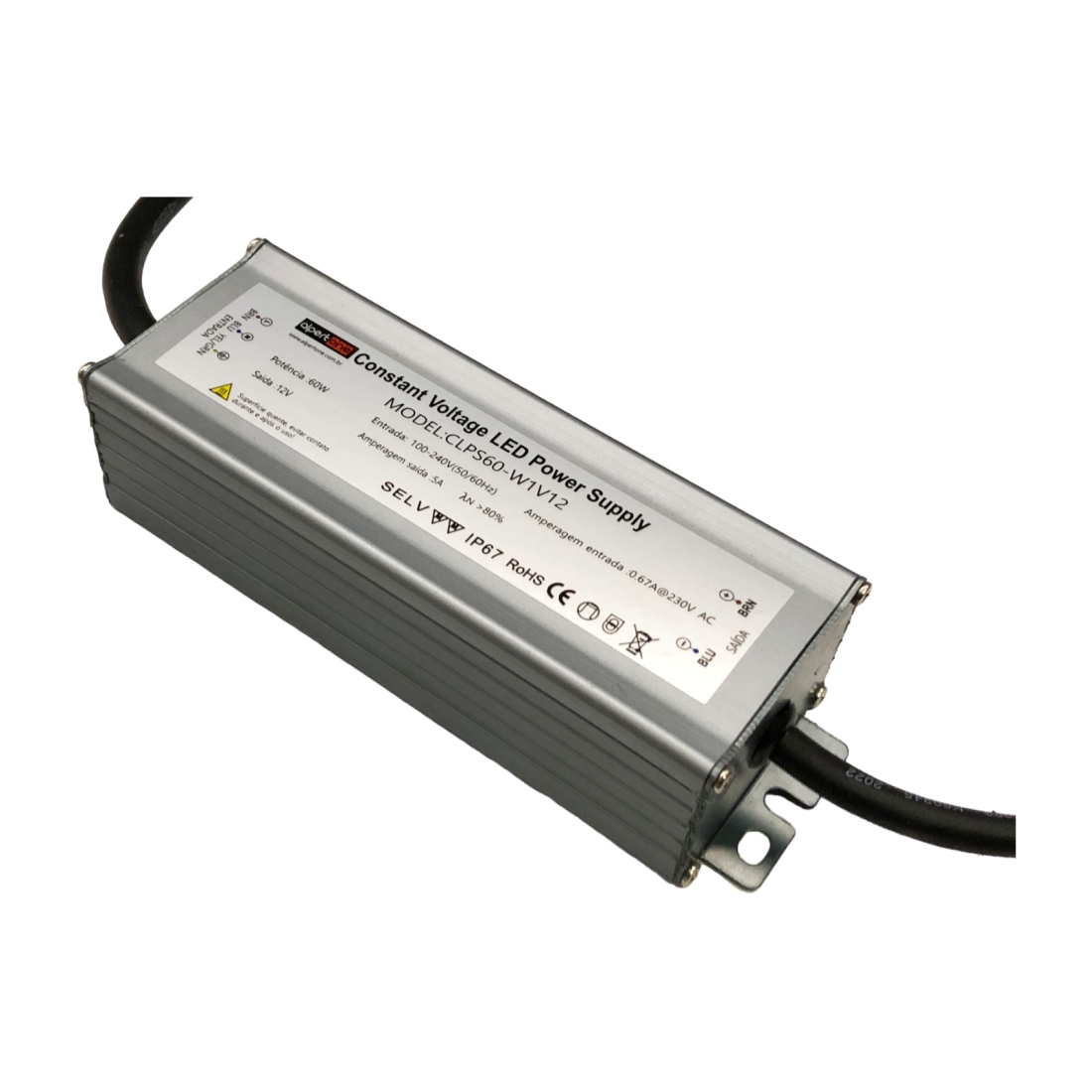 Fonte 12V Alpertone Blindada 5A 60 watts IP67 Bivolt 130x42x30mm CLPS60