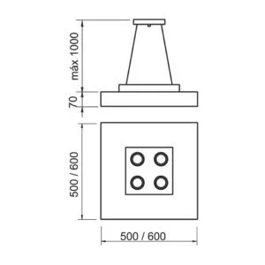 Pendente Usina Bore 4L E27 + 4L MR16 600X600X70mm 4601/60