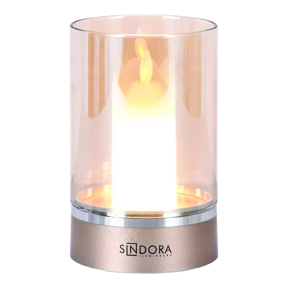 Abajur Sindora Vela Dourado USB Bateria Recarregável 3 watts 3000K Bivolt Ø85x140mm DCY02520