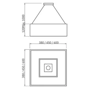 Pendente Usina Focus 8L E27 + 4L MR16 600X600X120mm 4551/63