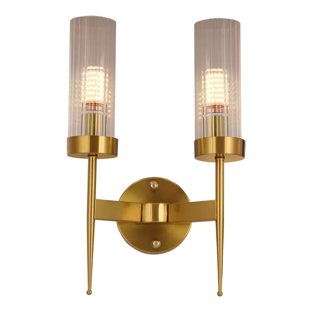 Arandela Sindora Alumínio Ouro Velho e Vidro 2L E14 430x230mm DCB00276