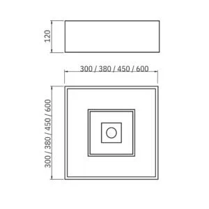 Plafon Usina Focus 4L E27 + 4L MR16 450X450X120mm 4550/46