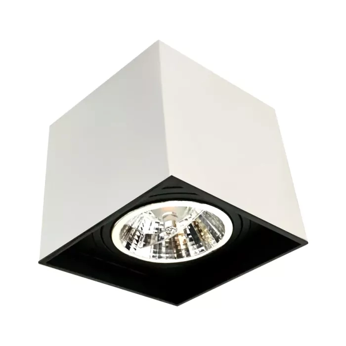 Plafon Sobrepor Moon Box AR111 Branco com Recuo Preto 140x155x155mm 1060830
