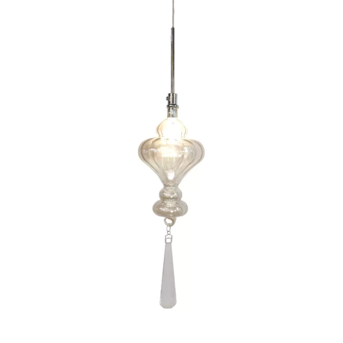 Pendente Sindora Metal Cromado e Virdro Champagne 1L G4 350x100mm DCD02039