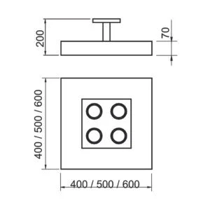 Plafon Usina Bore 4L E27 + 4L MR16 600X600X200mm 4521/60