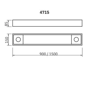 Plafon Usina Tropical Slim 4L T8 600mm + 2L Dicróica MR16 150X900X85mm 4715/90FDC