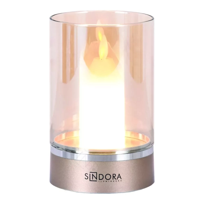 Abajur Sindora Vela Dourado USB Bateria Recarregável 3 watts 3000K Bivolt Ø85x140mm DCY02520