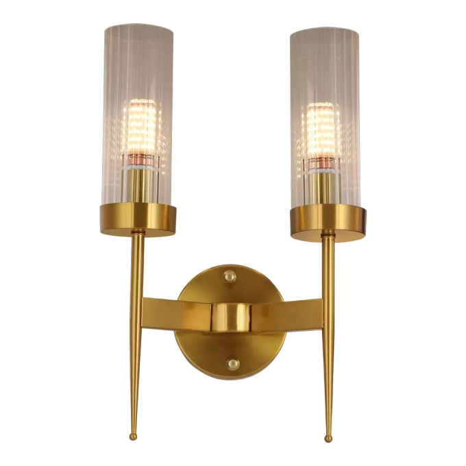 Arandela Sindora Alumínio Ouro Velho e Vidro 2L E14 430x230mm DCB00276