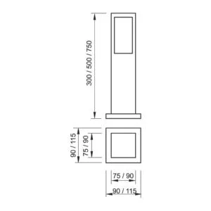 Poste Jardim Usina Alberino 1L E27 115X115X300mm 5510/30