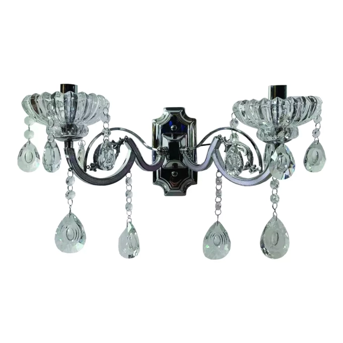 Arandela Sindora Metal Cromado e Cristal Transparente 2L E14 320x170x170mm DCB00405-2